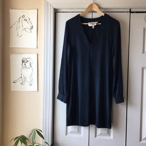 Rory Beca Teal Silk Long Sleeve Shift Dress